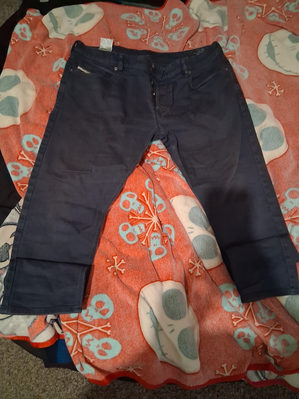 Men's Size 38x32 Diesel Men's Dark Blue Slim Straight Jeans